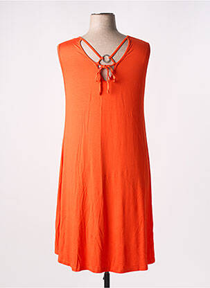 Robe mi-longue manches courtes manches courtes orange MALOKA femme