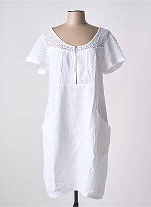 Robe mi-longue blanc MALOKA pour femme