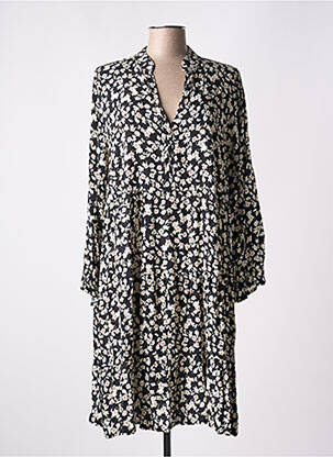 Robe mi-longue noir COULEURS DU TEMPS pour femme