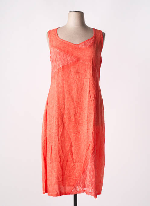 Robe mi-longue orange MALOKA pour femme