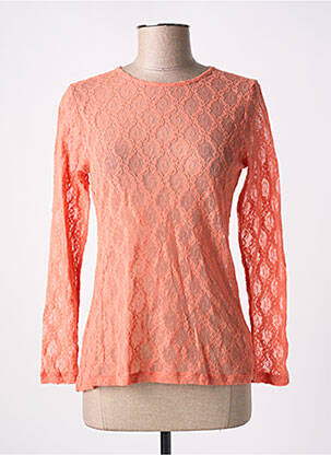 Top coupe cintrée manches longues orange MALOKA femme