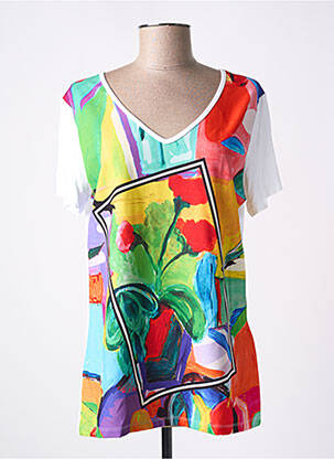 T-shirt col v manches courtes blanc MALOKA femme