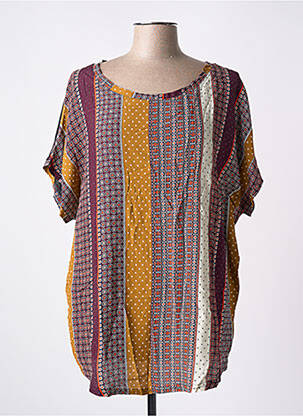 Blouse imprimé fantaisie manches courtes rouge AKELA KEY femme
