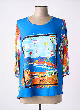 Top imprimé fantaisie manches 3/4 bleu MALOKA femme