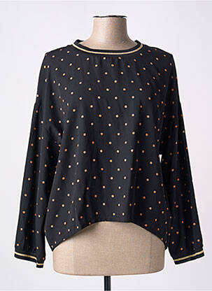 Blouse col rond manches longues noir POUSSIERE D'ETOLE femme
