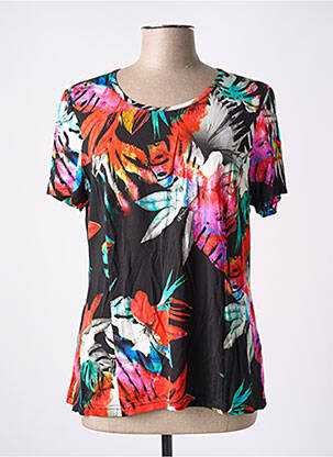 T-shirt col v fines bretelles noir IMPULSION femme