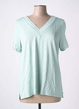 T-shirt col v manches courtes vert IMPULSION femme