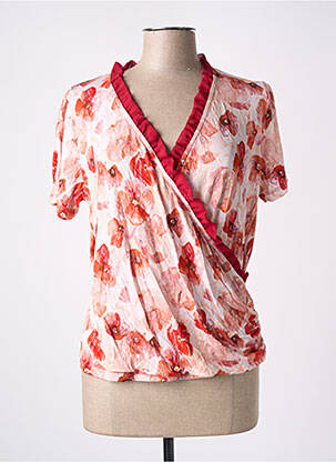 T-shirt col v manches courtes orange PAUL BRIAL femme