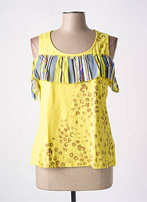 T-shirt stretch manches courtes jaune PAUL BRIAL femme