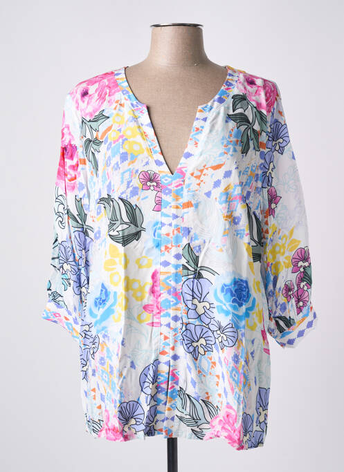 Blouse imprimé fleurs manches 3/4 rose PAUL BRIAL femme