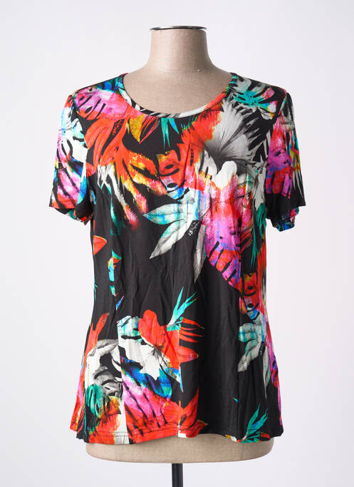 T-shirt col v fines bretelles noir IMPULSION femme