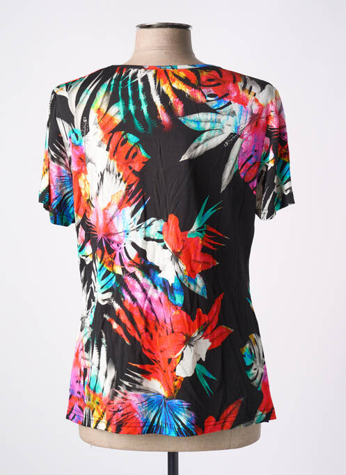 T-shirt col v fines bretelles noir IMPULSION femme