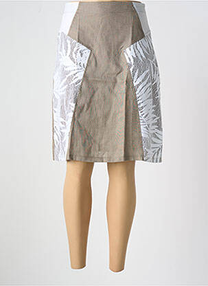 Jupe mi-longue coupe droite beige MALOKA femme