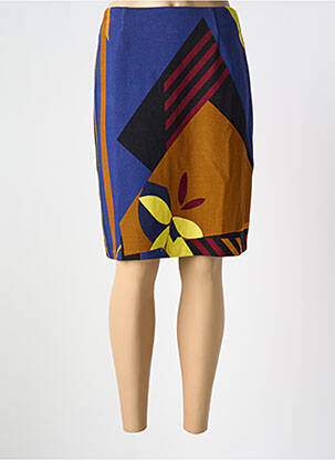 Jupe mi-longue coupe droite bleu PAUL BRIAL femme