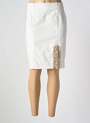 Jupe mi-longue fermeture zip latéral blanc PAUL BRIAL femme