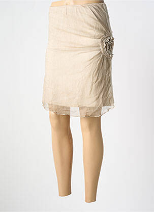 Jupe courte coupe droite beige LA FEE MARABOUTEE femme
