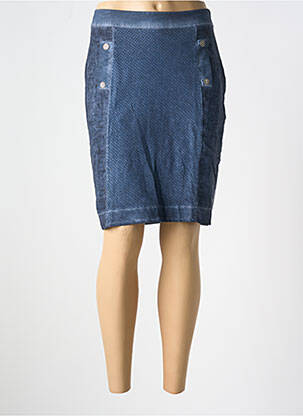 Jupe mi-longue coupe droite bleu MALOKA femme