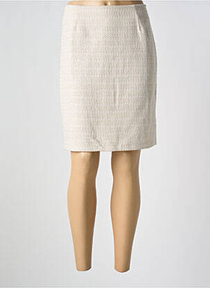 Jupe mi-longue coupe droite beige POUSSIERE D'ETOLE femme
