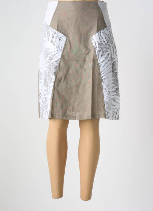 Jupe mi-longue coupe droite beige MALOKA femme