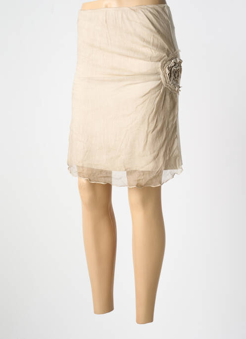 Jupe courte beige LA FEE MARABOUTEE pour femme