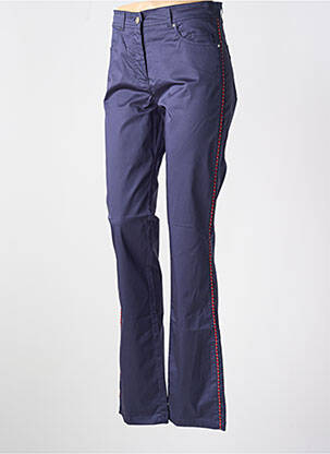 Pantalon droit fermeture zippée sous rabat boutonné taille normale bleu PAUL BRIAL femme