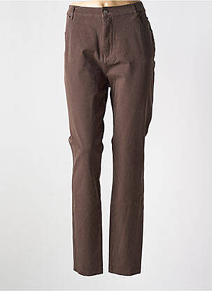 Jeans coupe slim stretch marron MARBLE femme