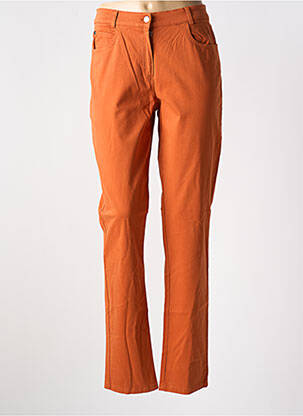 Pantalon slim tissage popeline taille haute orange IMPULSION femme
