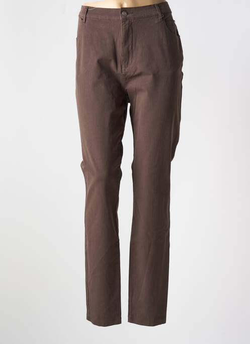 Jeans coupe slim marron MARBLE pour femme