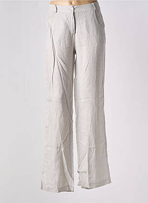 Pantalon droit fermeture zippée sous rabat boutonné taille normale gris LA FEE MARABOUTEE femme