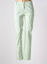 Pantalon slim tissage popeline taille haute vert IMPULSION femme