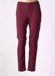 Pantalon chino fermeture zippée sous rabat avec crochet taille haute rouge AKELA KEY femme