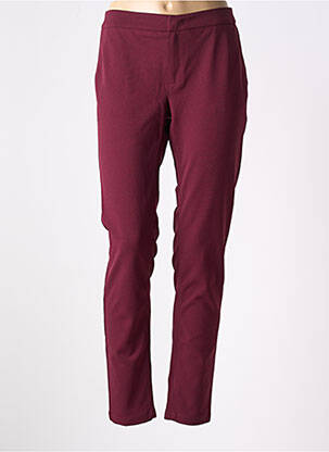 Pantalon chino fermeture zippée sous rabat avec crochet taille haute rouge AKELA KEY femme