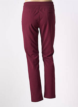 Pantalon chino fermeture zippée sous rabat avec crochet taille haute rouge AKELA KEY femme