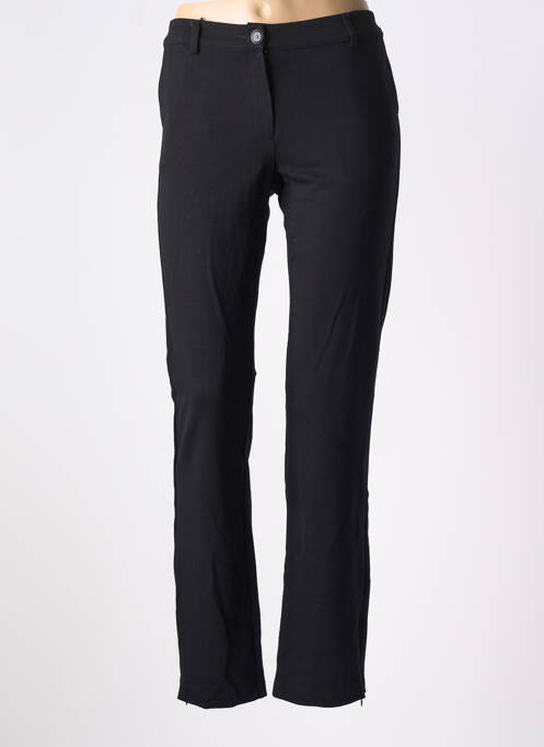 Pantalon chino fermeture zippée sous rabat boutonné taille normale noir PAUL BRIAL femme