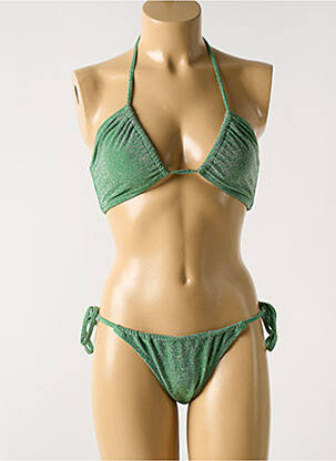 Maillot de bain 2 pièces stretch haut triangles vert SANS MARQUE femme