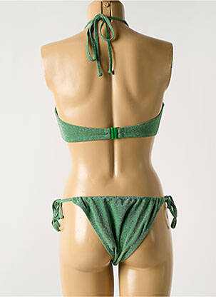 Maillot de bain 2 pièces stretch haut triangles vert SANS MARQUE femme