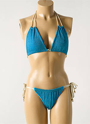Maillot de bain 2 pièces stretch haut triangles bleu AANOUKIS femme