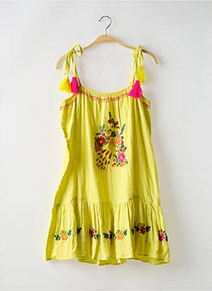 Robe courte coupe évasée fines bretelles jaune WILD femme