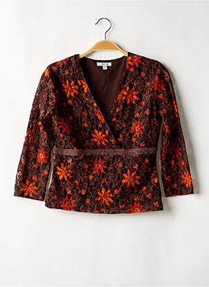 Top coupe cintrée manches 3/4 orange 1 2 3 femme