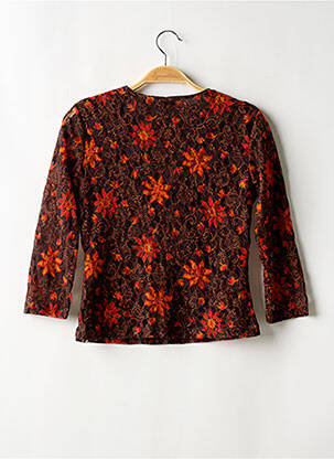 Top coupe cintrée manches 3/4 orange 1 2 3 femme
