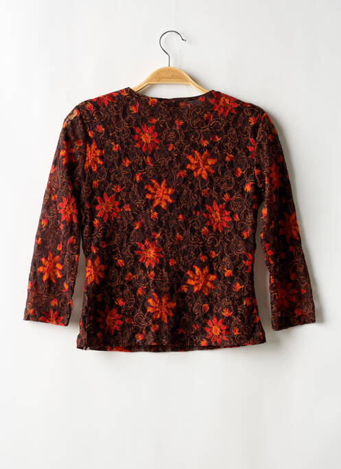 Top coupe cintrée manches 3/4 orange 1 2 3 femme