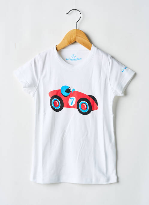 T-shirt sérigraphie floquée manches courtes blanc MA LOCOMOTION garcon