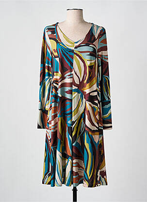 Robe mi-longue imprimé fantaisie manches longues bleu AN II VITO femme