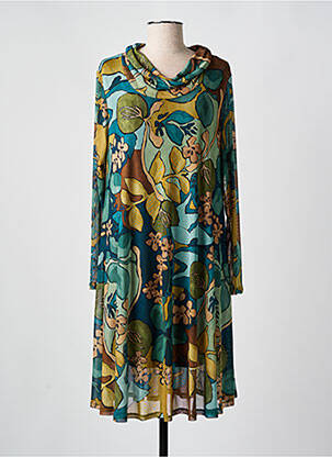 Robe mi-longue imprimé fantaisie manches longues vert AN II VITO femme