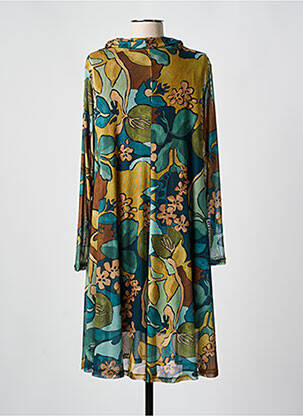 Robe mi-longue imprimé fantaisie manches longues vert AN II VITO femme