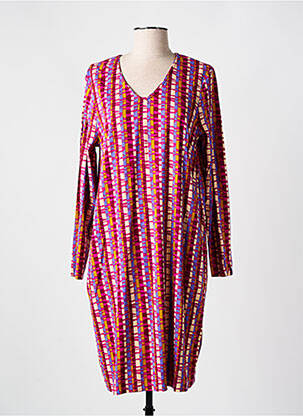 Robe mi-longue imprimé fantaisie manches longues rose ZILCH femme