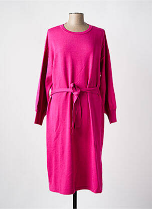 Robe mi-longue manches longues manches longues rose YESTA femme