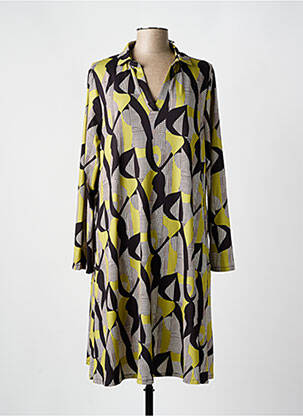 Robe mi-longue imprimé fantaisie manches longues vert AN II VITO femme