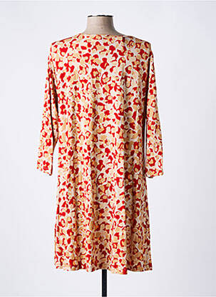 Robe mi-longue imprimé fantaisie manches longues rouge YESTA femme