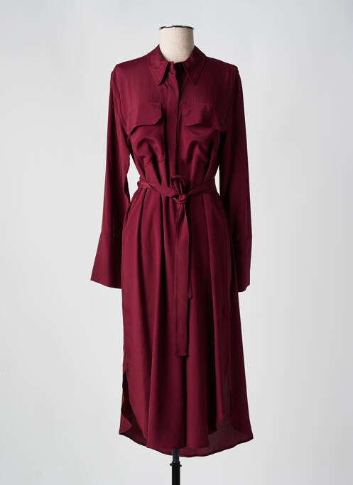 Robe longue tissage crêpe manches longues rouge MÊME ROAD femme